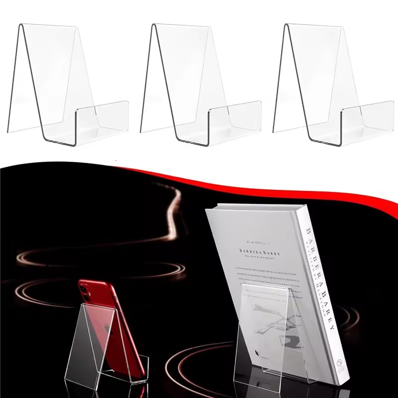Clear Acrylic Book Stand Holder - Soporte ajustable transparente para libros, soporte